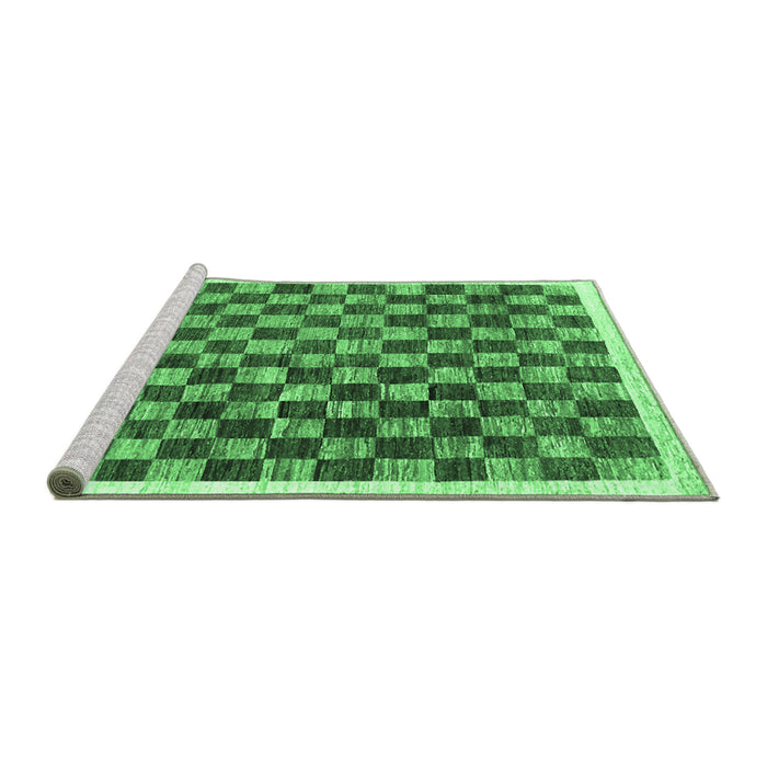 Sideview of Machine Washable Checkered Emerald Green Modern Area Rugs, wshcon323emgrn
