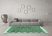 Machine Washable Checkered Turquoise Modern Area Rugs in a Living Room,, wshcon323turq