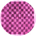 Round Machine Washable Checkered Pink Modern Rug, wshcon323pnk