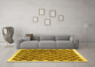 Machine Washable Checkered Yellow Modern Rug in a Living Room, wshcon323yw