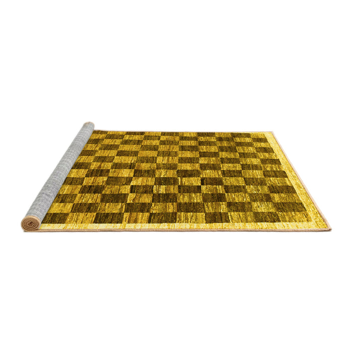 Sideview of Machine Washable Checkered Yellow Modern Rug, wshcon323yw