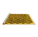 Sideview of Machine Washable Checkered Yellow Modern Rug, wshcon323yw