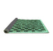 Sideview of Checkered Turquoise Modern Rug, con323turq