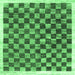 Square Machine Washable Checkered Emerald Green Modern Area Rugs, wshcon323emgrn