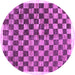 Round Machine Washable Checkered Purple Modern Area Rugs, wshcon323pur