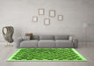 Machine Washable Checkered Green Modern Area Rugs in a Living Room,, wshcon323grn