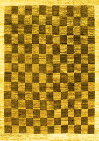 Checkered Yellow Modern Rug, con323yw