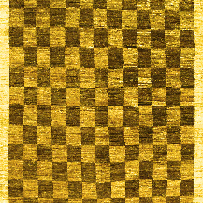Checkered Yellow Modern Rug, con323yw