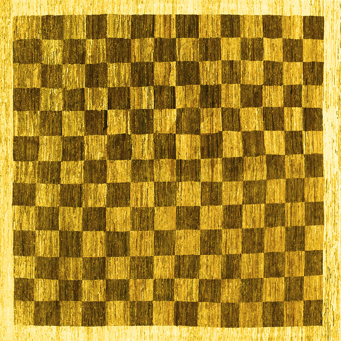 Square Checkered Yellow Modern Rug, con323yw