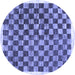 Round Checkered Blue Modern Rug, con323blu