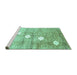 Sideview of Machine Washable Abstract Turquoise Contemporary Area Rugs, wshcon324turq