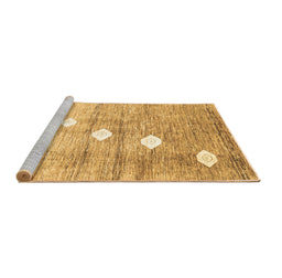 Sideview of Machine Washable Abstract Brown Contemporary Rug, wshcon324brn