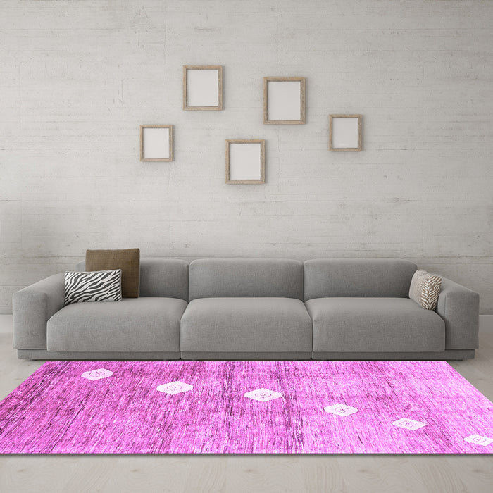 Machine Washable Abstract Purple Contemporary Area Rugs in a Living Room, wshcon324pur