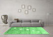 Machine Washable Abstract Emerald Green Contemporary Area Rugs in a Living Room,, wshcon324emgrn