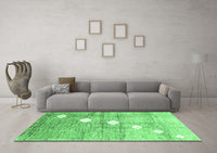 Machine Washable Abstract Emerald Green Contemporary Rug, wshcon324emgrn