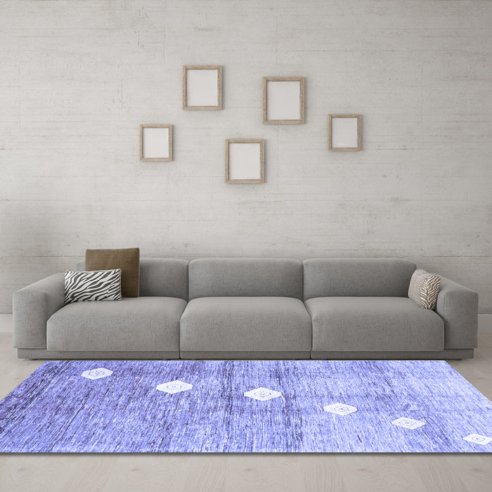 Machine Washable Abstract Blue Contemporary Rug in a Living Room, wshcon324blu