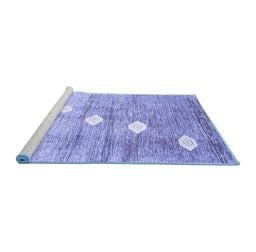 Sideview of Machine Washable Abstract Blue Contemporary Rug, wshcon324blu