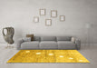 Machine Washable Abstract Yellow Contemporary Rug in a Living Room, wshcon324yw