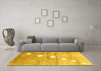Machine Washable Abstract Yellow Contemporary Rug, wshcon324yw