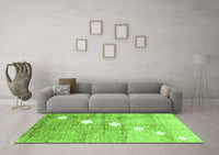 Machine Washable Abstract Green Contemporary Rug, wshcon324grn