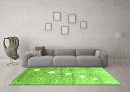 Machine Washable Abstract Green Contemporary Area Rugs in a Living Room,, wshcon324grn