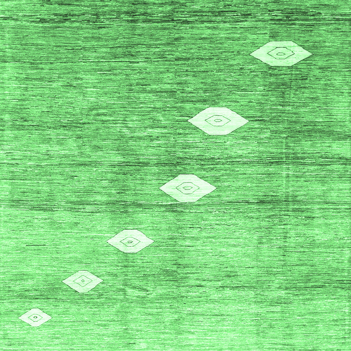 Square Machine Washable Abstract Emerald Green Contemporary Area Rugs, wshcon324emgrn