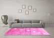 Machine Washable Abstract Pink Contemporary Rug in a Living Room, wshcon324pnk