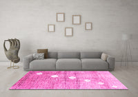 Machine Washable Abstract Pink Contemporary Rug, wshcon324pnk