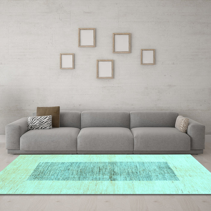 Machine Washable Solid Light Blue Modern Rug in a Living Room, wshcon325lblu