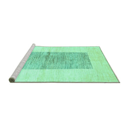 Sideview of Machine Washable Solid Turquoise Modern Area Rugs, wshcon325turq