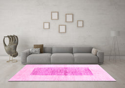 Machine Washable Solid Pink Modern Rug in a Living Room, wshcon325pnk