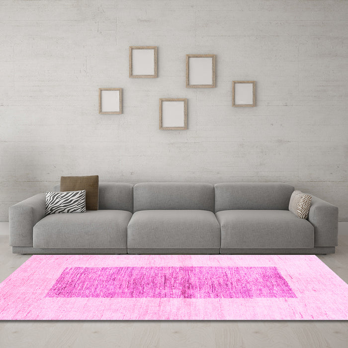 Machine Washable Solid Pink Modern Rug in a Living Room, wshcon325pnk