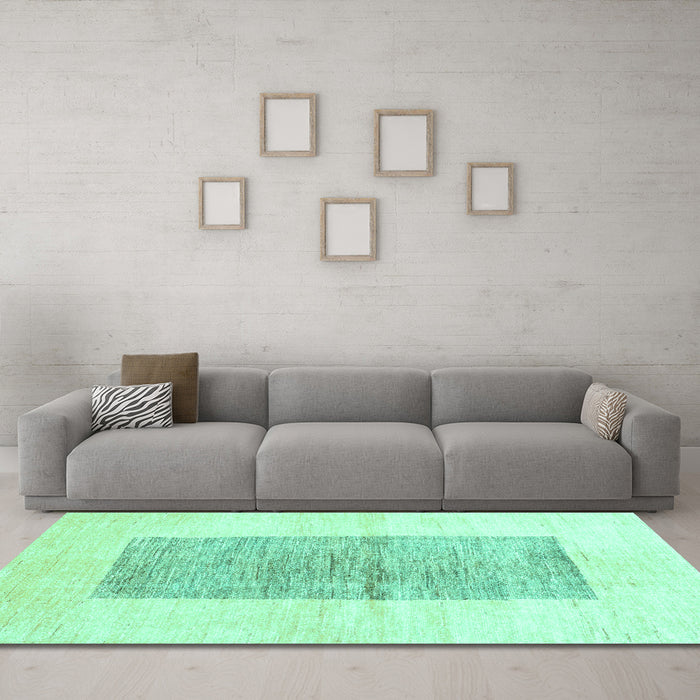 Machine Washable Solid Turquoise Modern Area Rugs in a Living Room,, wshcon325turq