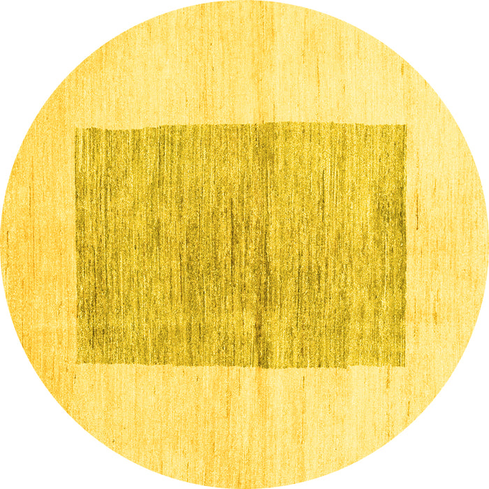 Round Solid Yellow Modern Rug, con325yw