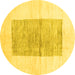 Round Solid Yellow Modern Rug, con325yw