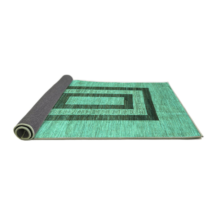 Sideview of Abstract Turquoise Contemporary Rug, con326turq