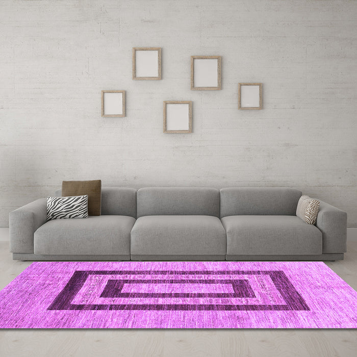 Machine Washable Abstract Purple Contemporary Area Rugs in a Living Room, wshcon326pur