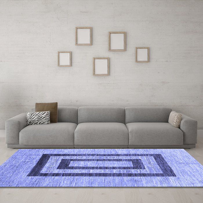 Machine Washable Abstract Blue Contemporary Rug in a Living Room, wshcon326blu