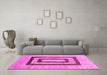 Machine Washable Abstract Pink Contemporary Rug in a Living Room, wshcon326pnk