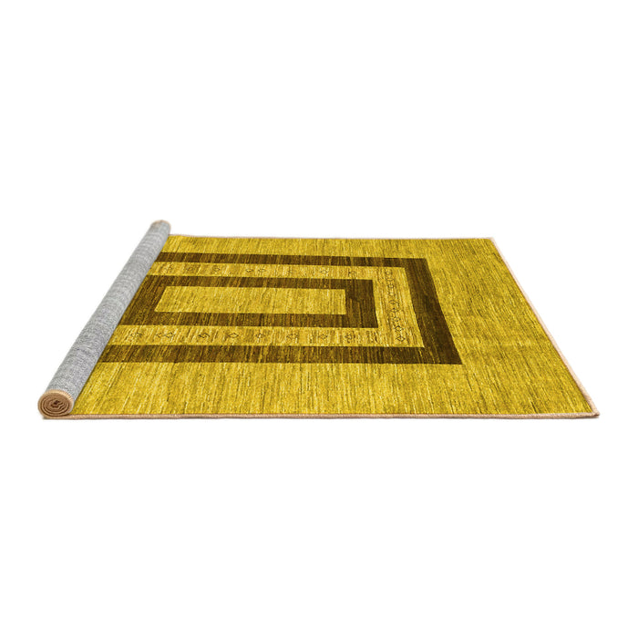 Sideview of Machine Washable Abstract Yellow Contemporary Rug, wshcon326yw