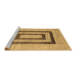 Sideview of Machine Washable Abstract Brown Contemporary Rug, wshcon326brn