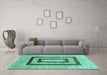 Machine Washable Abstract Turquoise Contemporary Area Rugs in a Living Room,, wshcon326turq