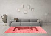 Machine Washable Abstract Red Contemporary Rug, wshcon326red