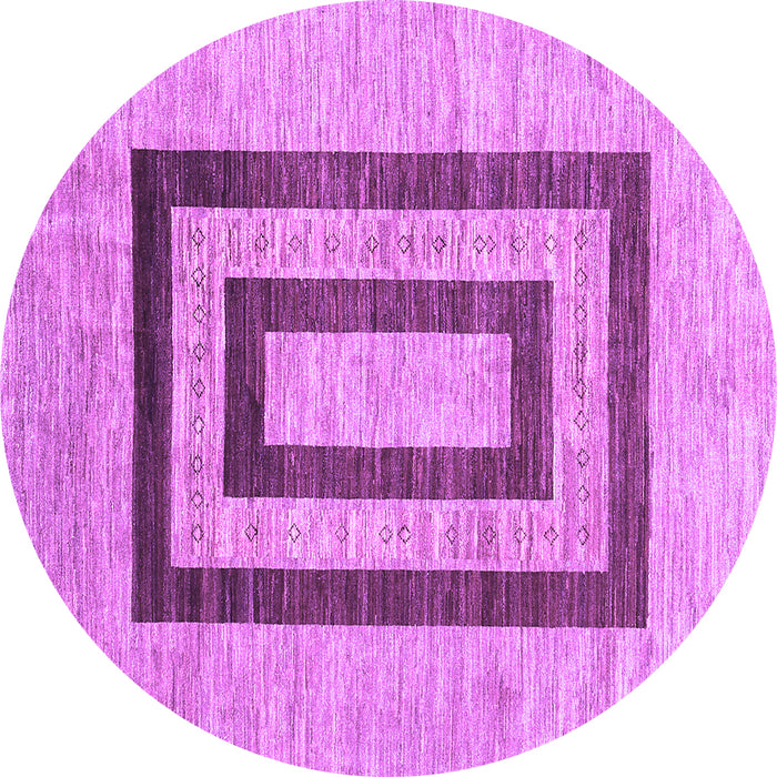 Round Machine Washable Abstract Purple Contemporary Area Rugs, wshcon326pur