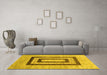 Machine Washable Abstract Yellow Contemporary Rug in a Living Room, wshcon326yw