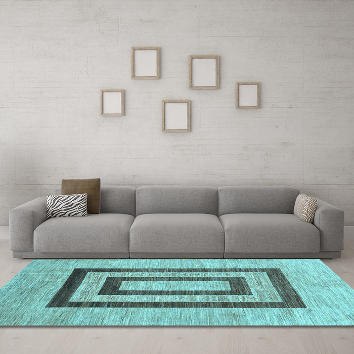 Machine Washable Abstract Light Blue Contemporary Rug in a Living Room, wshcon326lblu