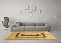 Machine Washable Abstract Brown Contemporary Rug, wshcon326brn