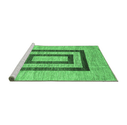 Sideview of Machine Washable Abstract Emerald Green Contemporary Area Rugs, wshcon326emgrn