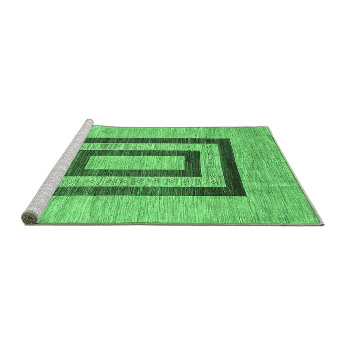 Sideview of Machine Washable Abstract Emerald Green Contemporary Area Rugs, wshcon326emgrn