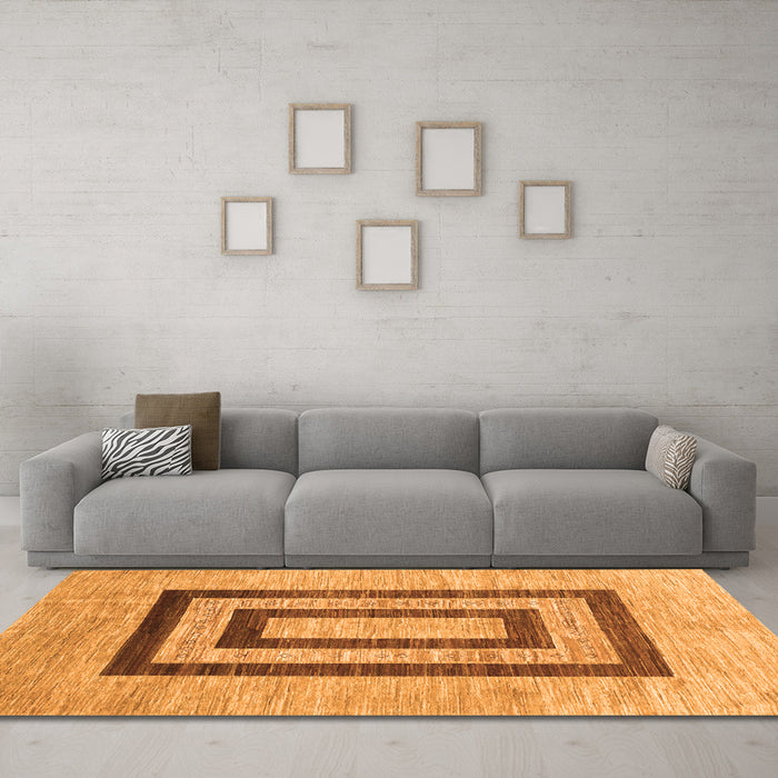 Machine Washable Abstract Orange Contemporary Area Rugs in a Living Room, wshcon326org